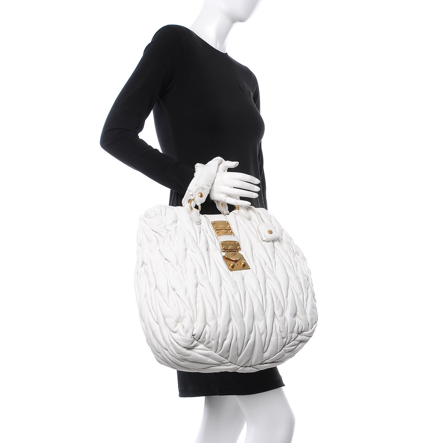 Miu Miu Nappa Matelasse Shopping Tote Bianco 3 of 10