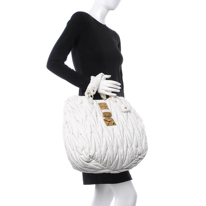 Miu Miu Nappa Matelasse Shopping Tote Bianco 3 of 10