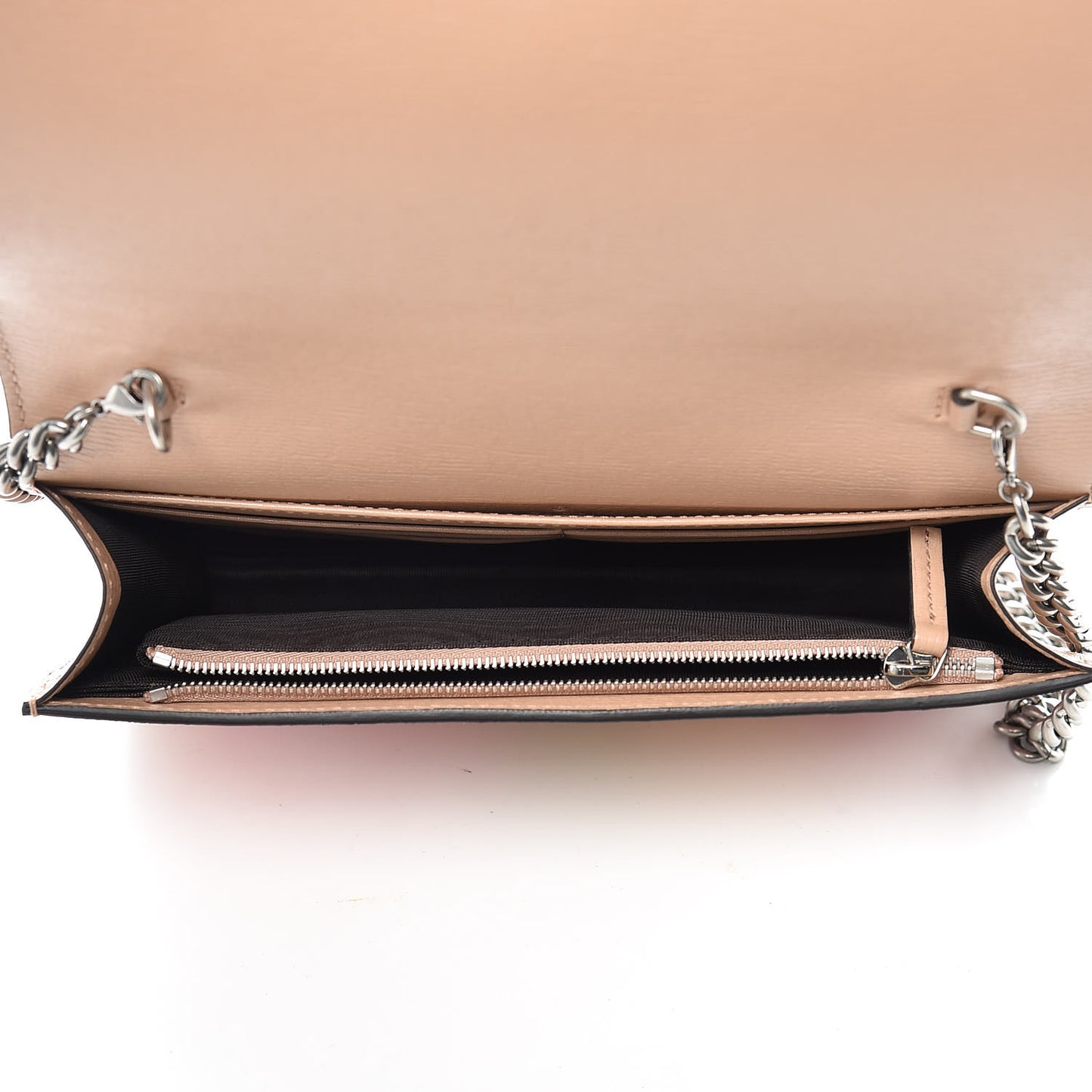 Shangai Calfskin Blooms Print Chain Wallet Pink Apricot Multicolor