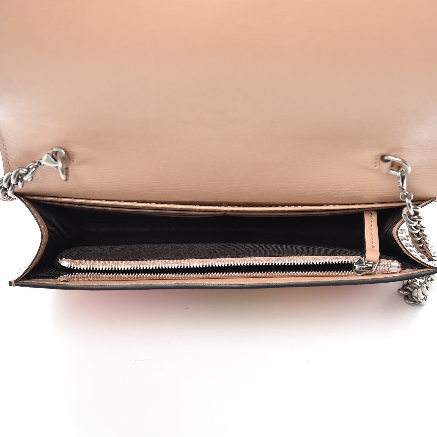 Gucci Shangai Calfskin Blooms Print Chain Wallet Pink Apricot Multicolor 7 of 9