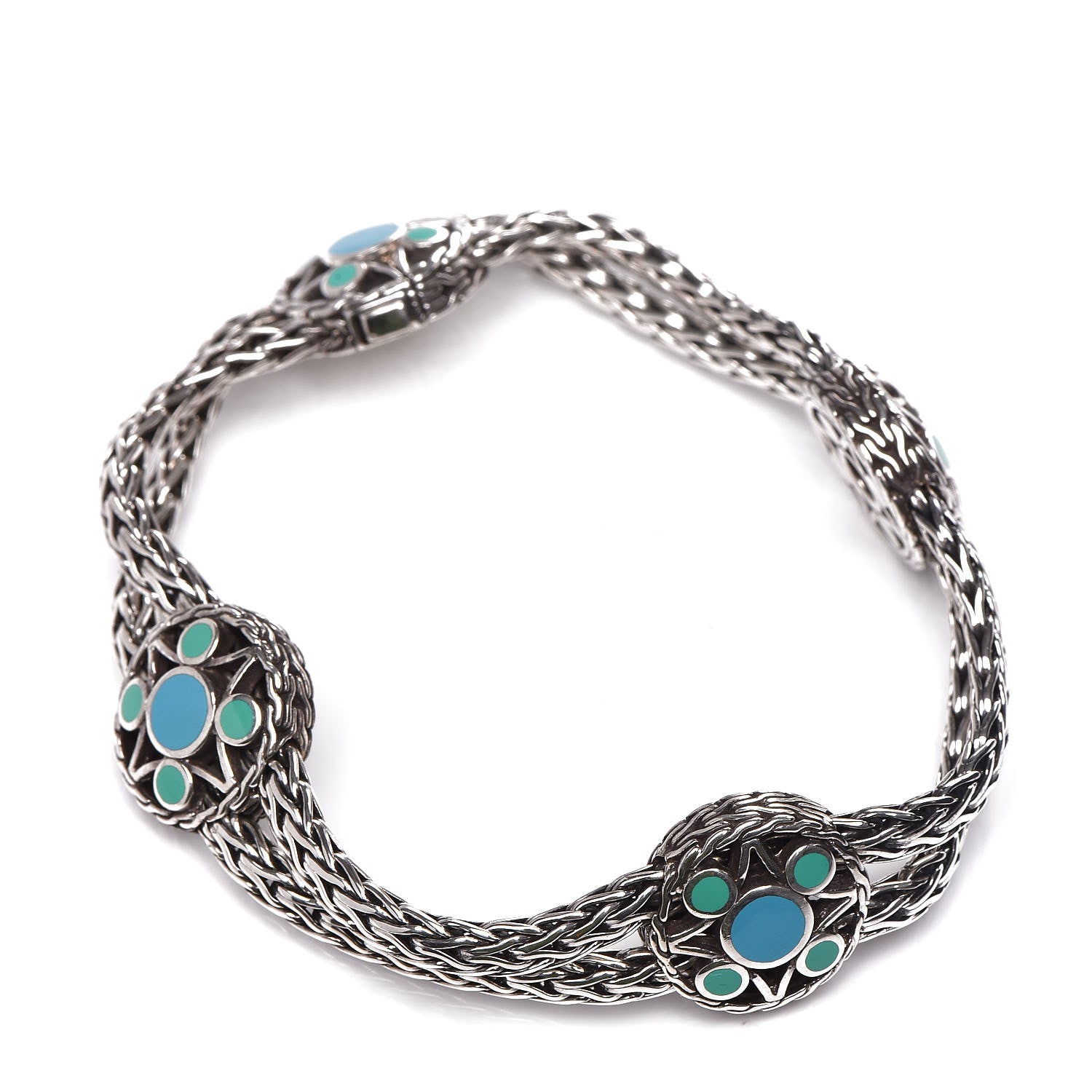 John Hardy Sterling Silver Enamel Station Bracelet 1 of 4