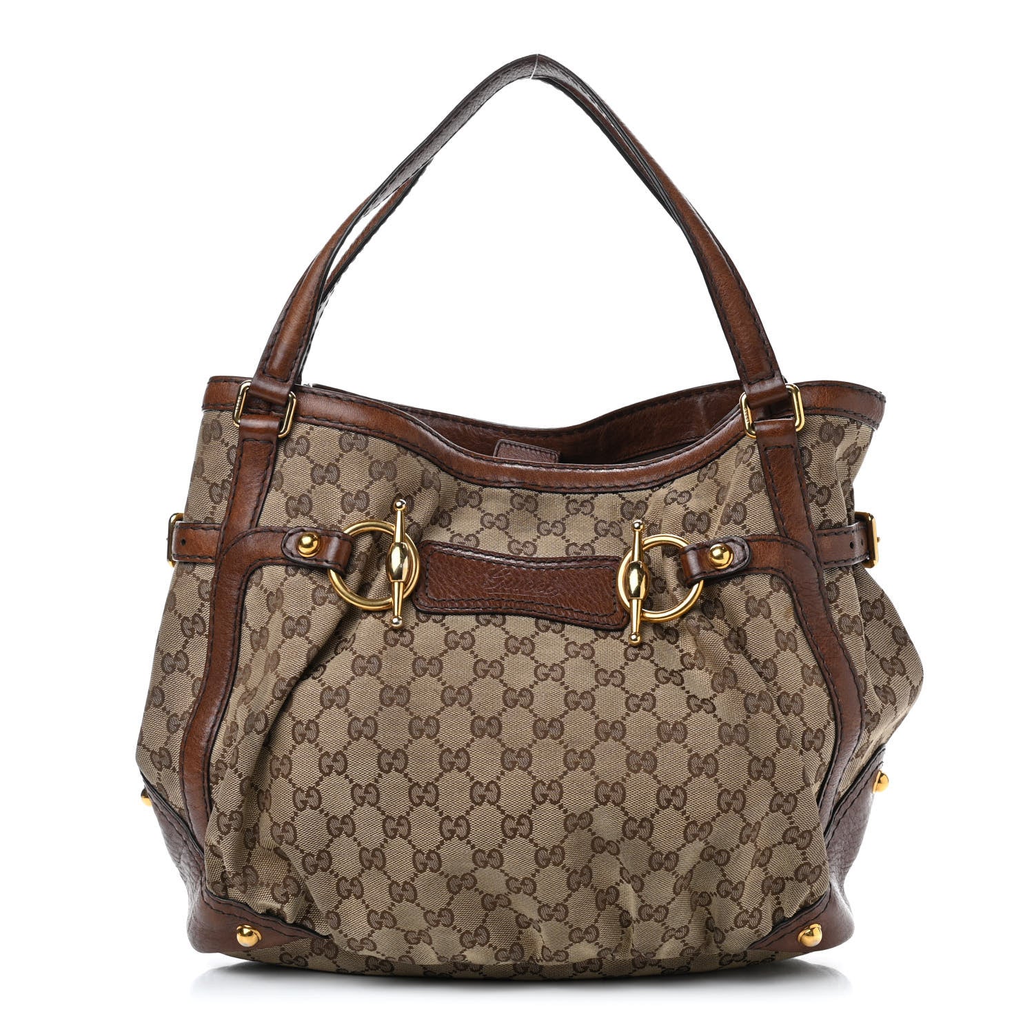 Gucci Monogram Medium Jockey Tote Dark Brown 1 of 14
