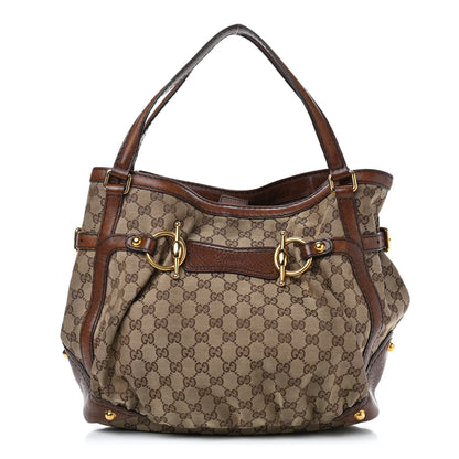 Gucci Monogram Medium Jockey Tote Dark Brown 1 of 14