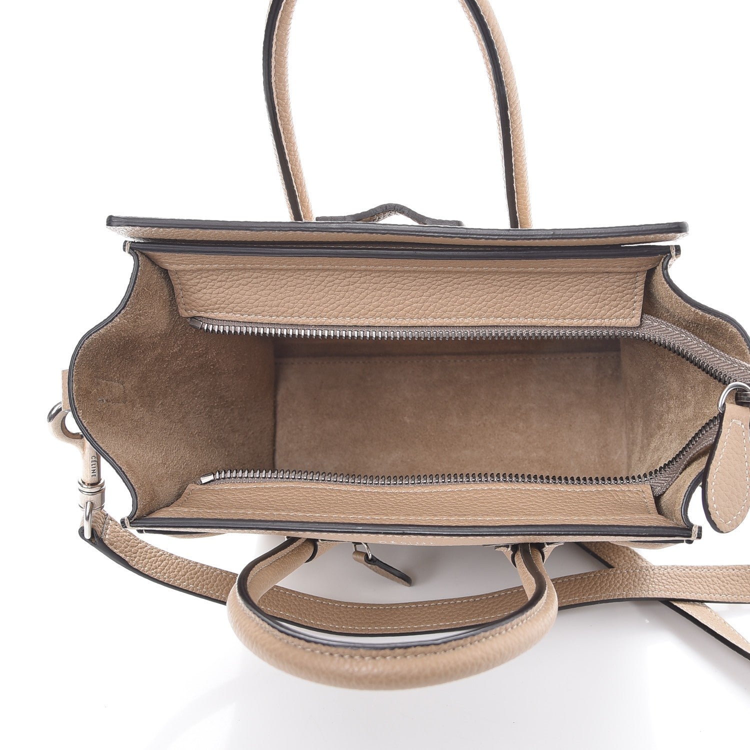 Celine Drummed Calfskin Nano Luggage Dune 5 of 7