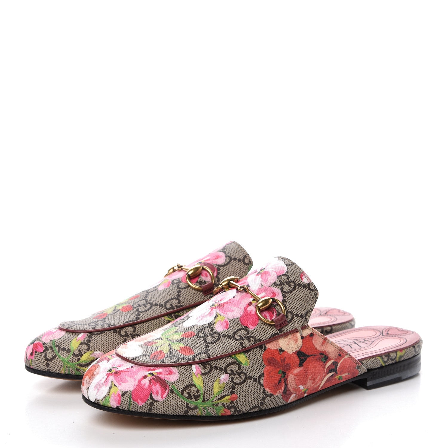 Gucci GG Supreme Monogram Blooms Womens Princetown Slippers 36.5 Beige Multicolor Dry Rose 3 of 8