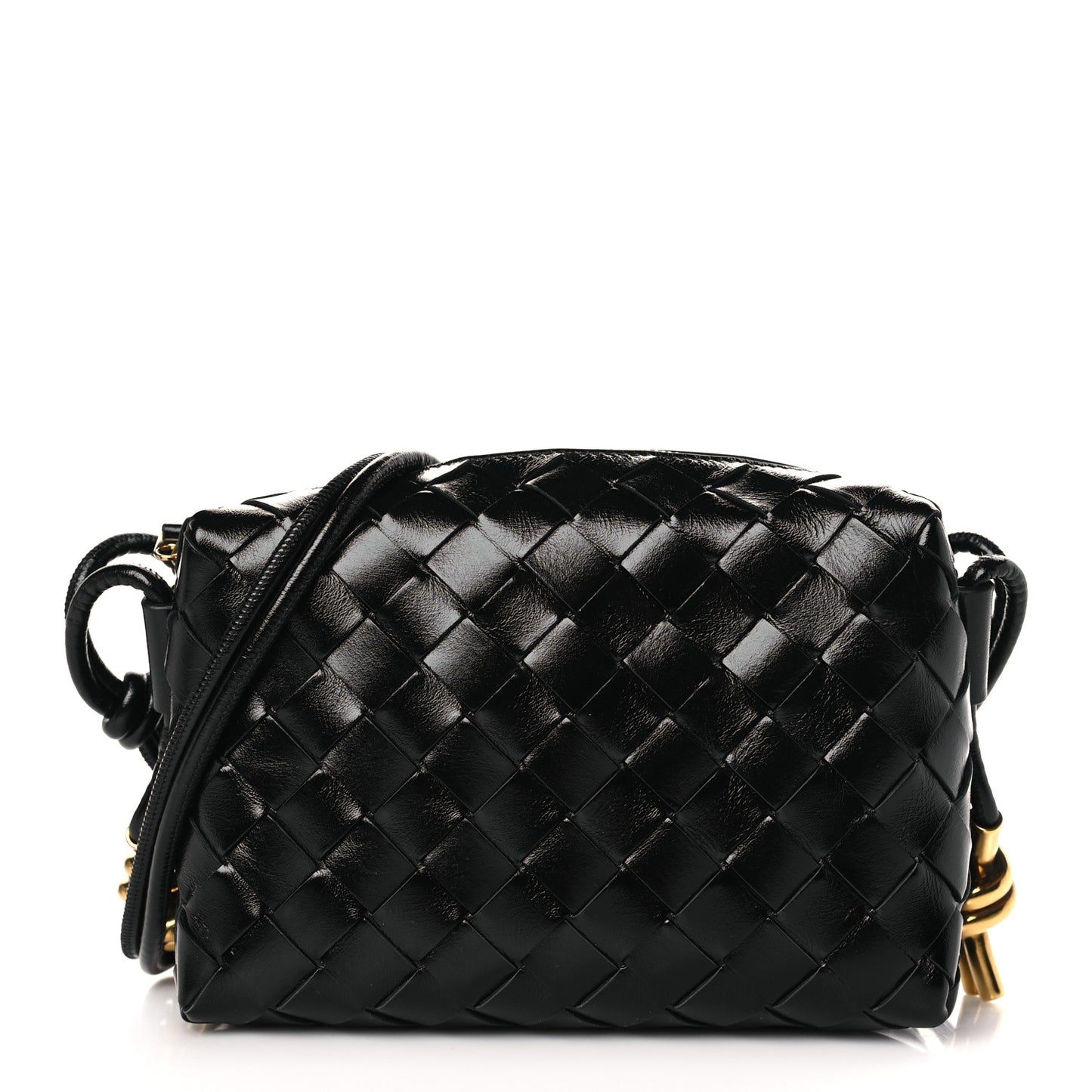 Nappa Intrecciato Metallic Knot Mini Loop Camera Bag Black
