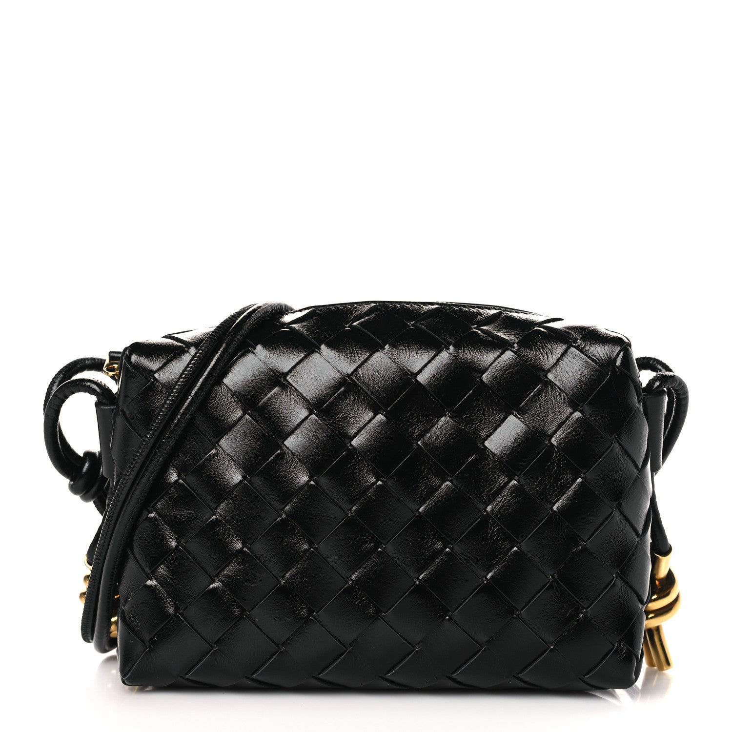 Bottega Veneta Nappa Intrecciato Metallic Knot Mini Loop Camera Bag Black 1 of 8