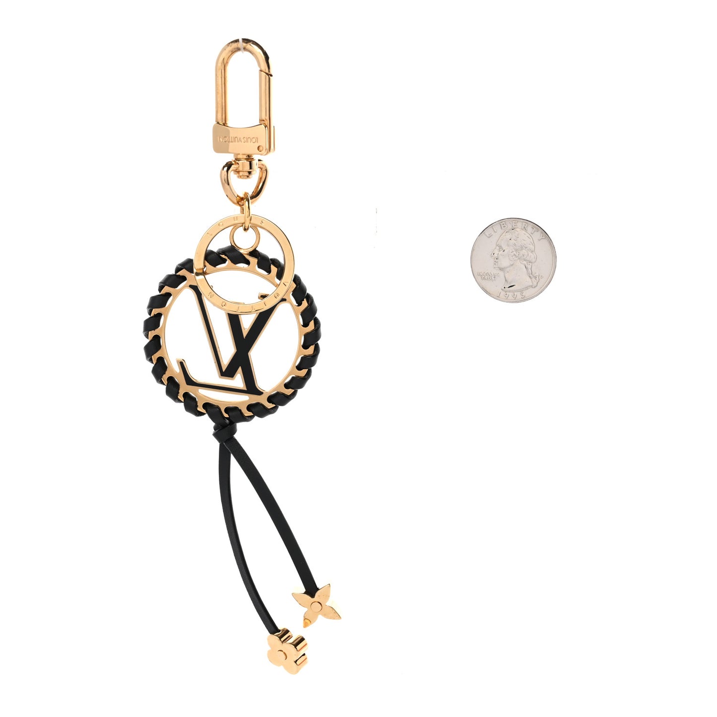 Metal Lambskin Enamel Very Bag Charm Key Holder Black