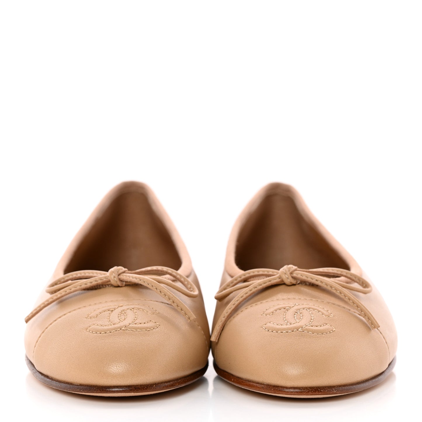 Lambskin Cap Toe CC Ballerina Flats 35 Beige