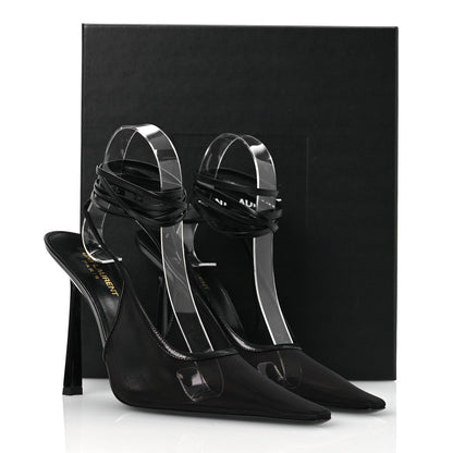 Saint Laurent Tulle Mesh Lambskin Oxails 110 Ankle Tie Pumps 40 Black 11 of 11
