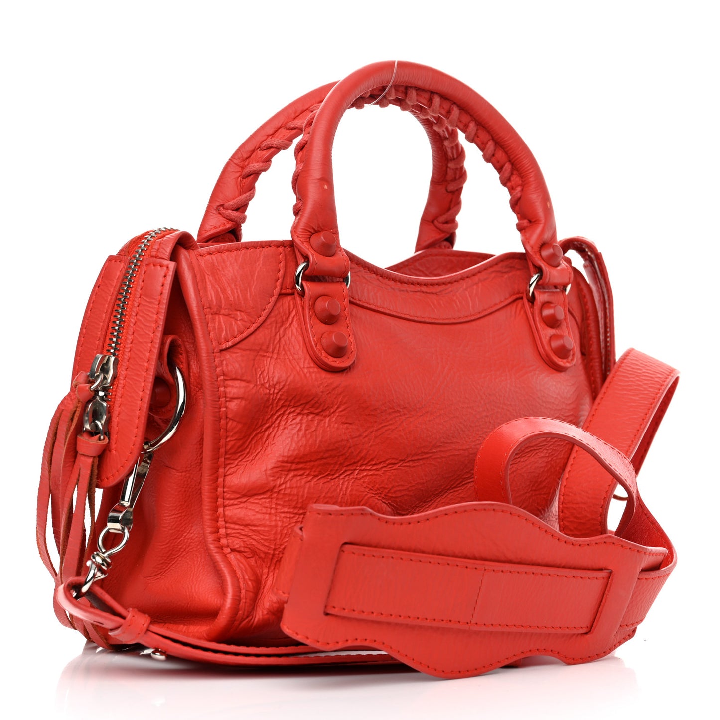 Matte Goatskin Rubber Covered Classic Hardware Mini City Rouge Coquelico Rouge Braise