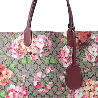 Gucci GG Supreme Monogram Blooms Medium Reversible Tote Beige Multicolor Dry Rose 10 of 22