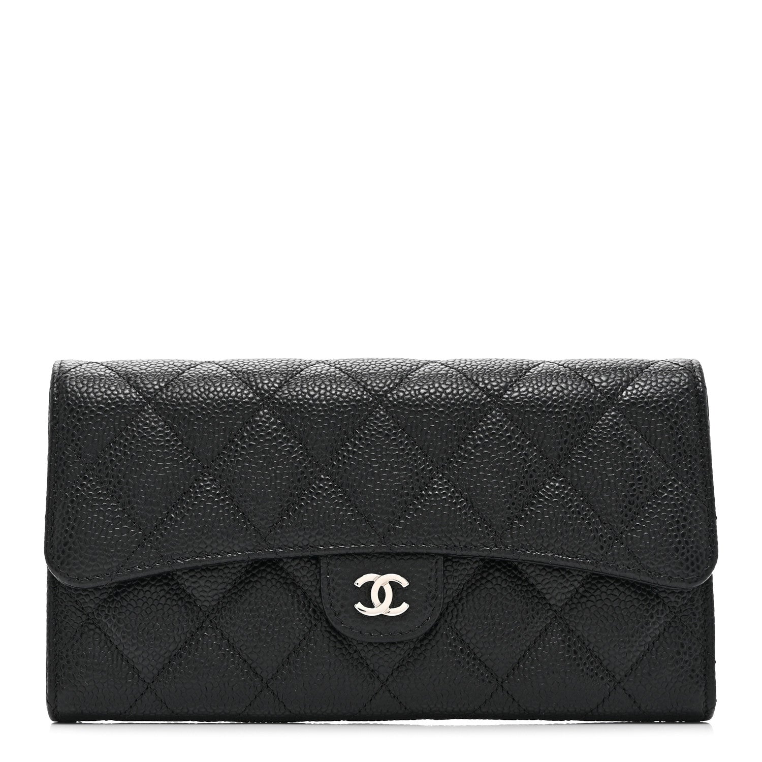 Chanel Caviar Quilted Large Gusset Flap Wallet Black 1 of 10