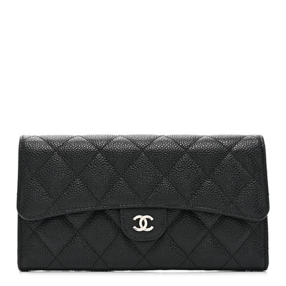 Chanel Caviar Quilted Large Gusset Flap Wallet Black 1 of 10
