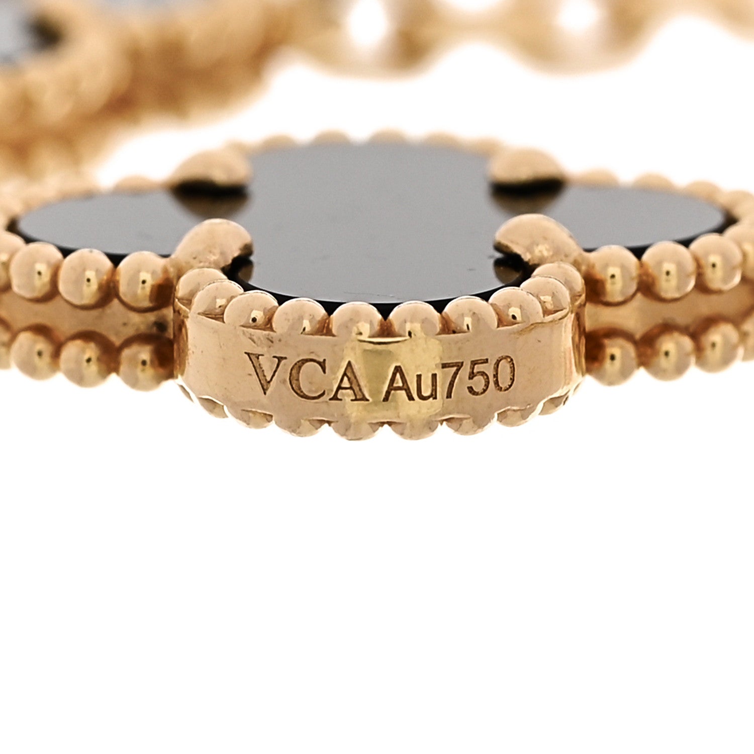 Van Cleef & Arpels 18K Yellow Gold Black Onyx 5 Motifs Vintage Alhambra Bracelet 3 of 5