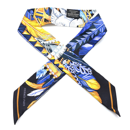 Hermes Silk La Danse Pacifique Twilly Bleu Nuit Jaune Vif 1 of 4
