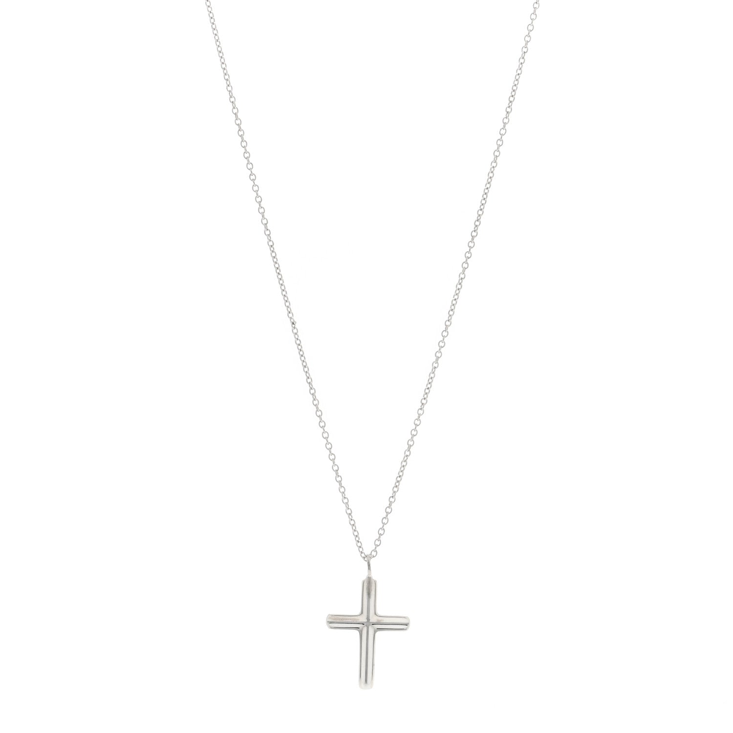 Tiffany Sterling Silver Concave Cross Pendant Necklace 1 of 4