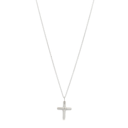 Tiffany Sterling Silver Concave Cross Pendant Necklace 1 of 4