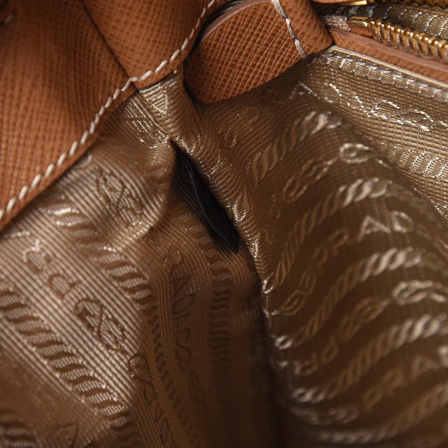 Prada Saffiano Lux Medium Bi-Color Tote Caramel Mimosa 7 of 13