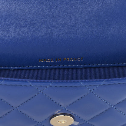 Chanel Lambskin Quilted Top Handle Flap Coin Purse With Chain Blue 7 of 12