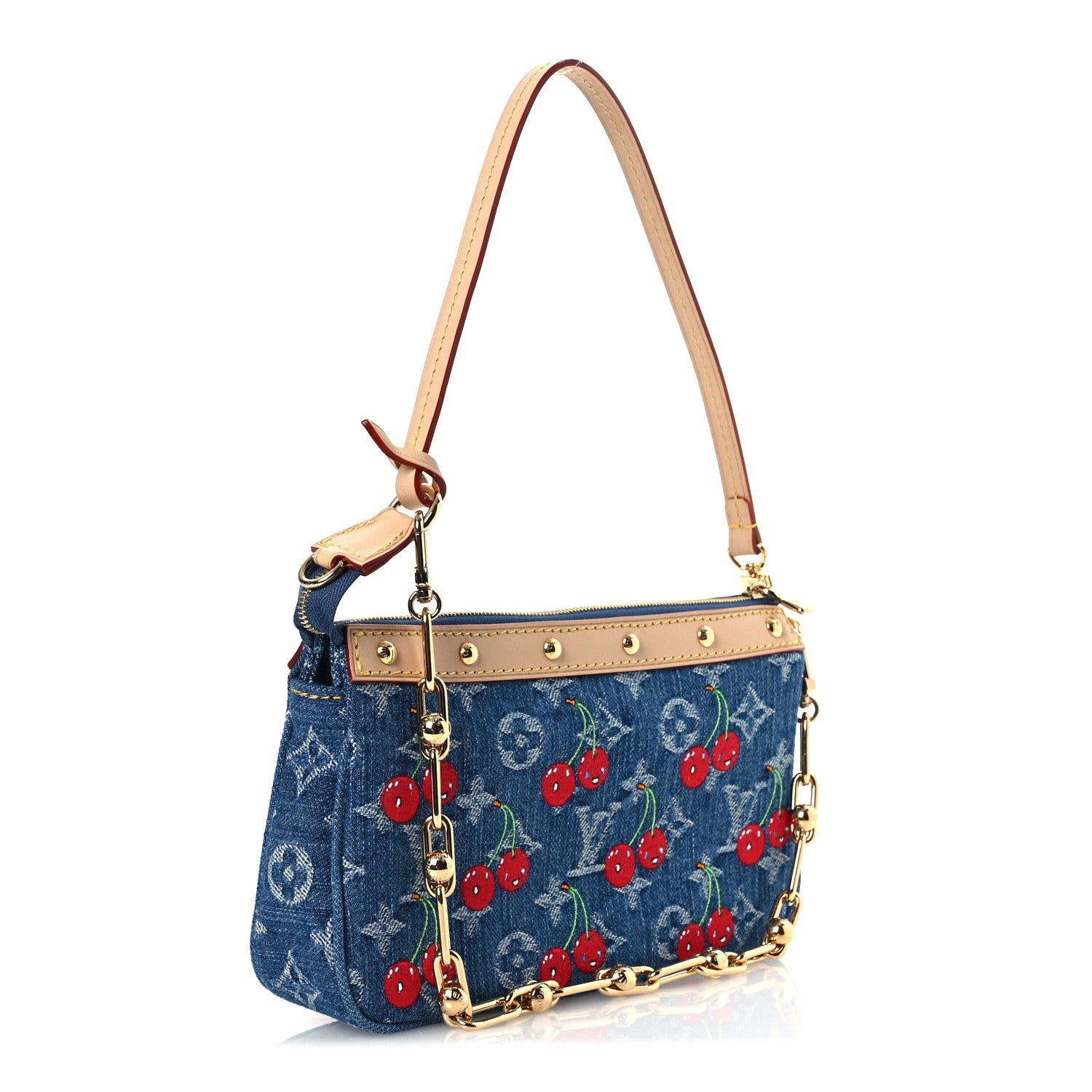 Louis Vuitton LV X TM Monogram Denim Cerises Pochette Accessories Blue 3 of 11