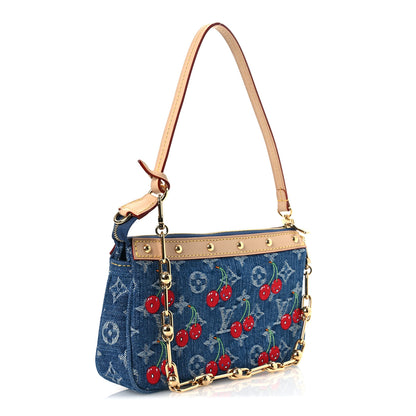 Louis Vuitton LV X TM Monogram Denim Cerises Pochette Accessories Blue 3 of 11