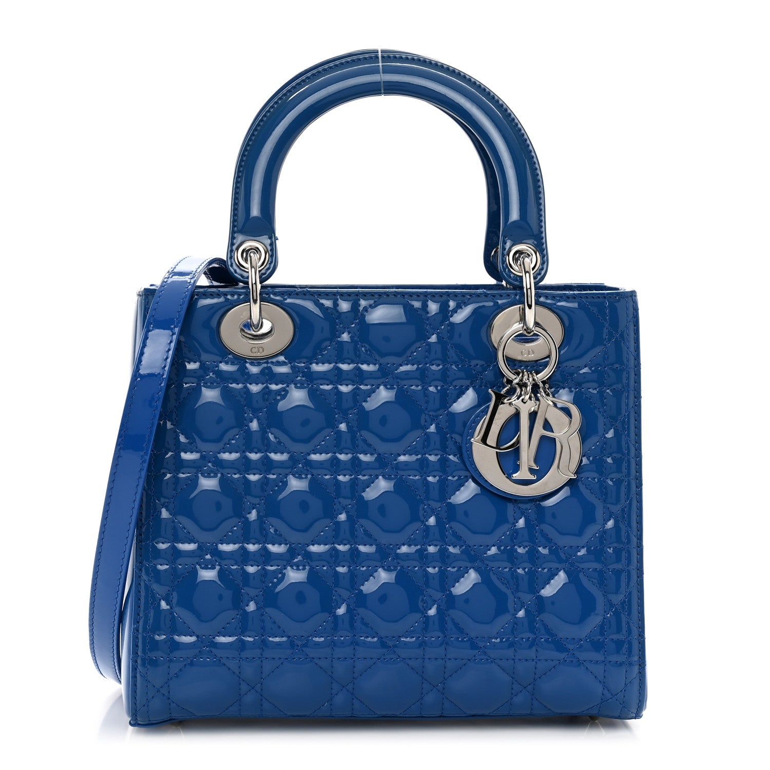 Christian Dior Patent Cannage Medium Lady Dior Blue 1 of 11