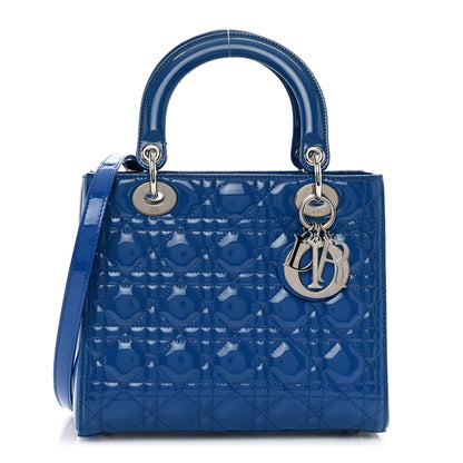 Christian Dior Patent Cannage Medium Lady Dior Blue 1 of 11