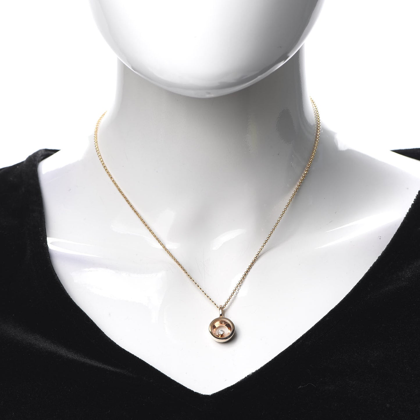 18K Rose Gold Happy Diamonds Icons Round Pendant Necklace