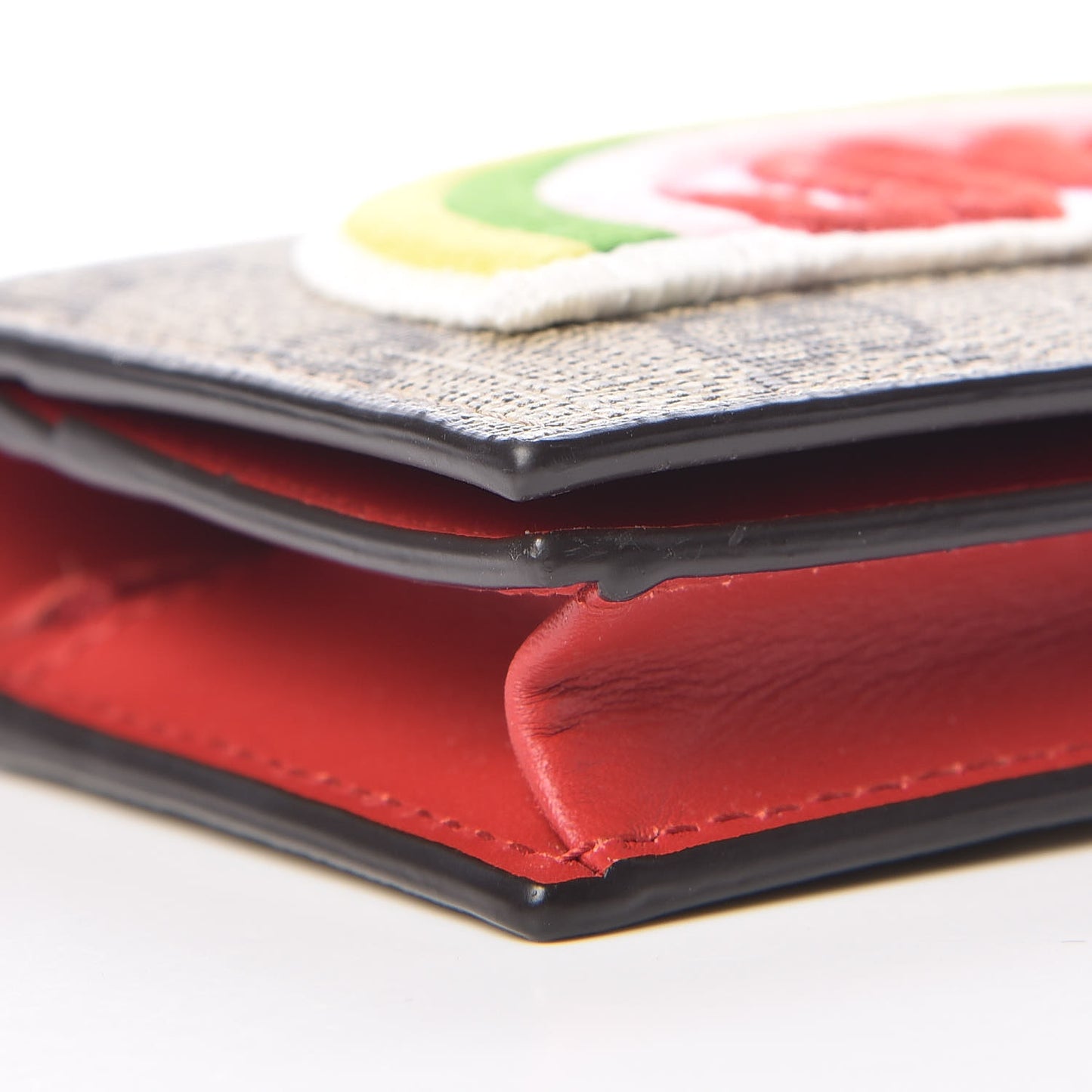 Soft GG Supreme Monogram Rainbow Embroidered Card Case Wallet