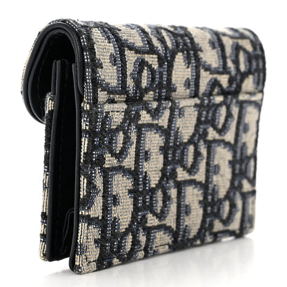 Christian Dior Oblique Saddle Card Holder Blue 3 of 9