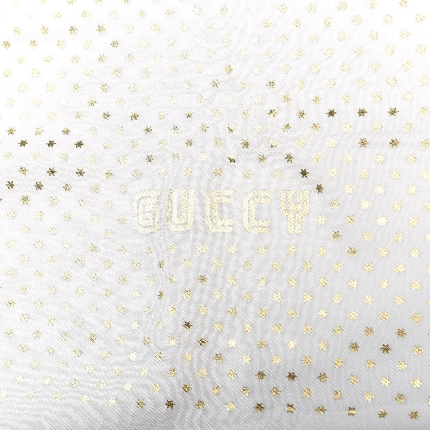 X SEGA Modal Silk Cashmere GUCCY Stars Print Scarf White Gold