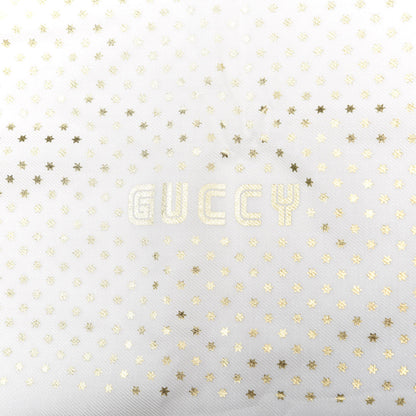 Gucci X SEGA Modal Silk Cashmere GUCCY Stars Print Scarf White Gold 2 of 4