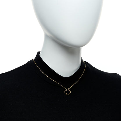 Van Cleef & Arpels 18K Yellow Gold Black Onyx Vintage Alhambra Pendant Necklace 2 of 6