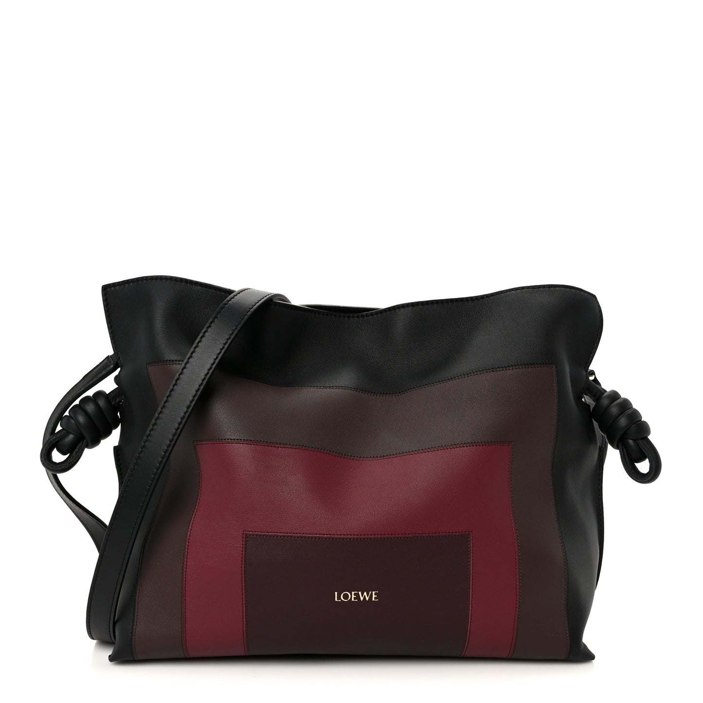x Albers Nappa Calfskin Medium Flamenco Clutch Black Burgundy