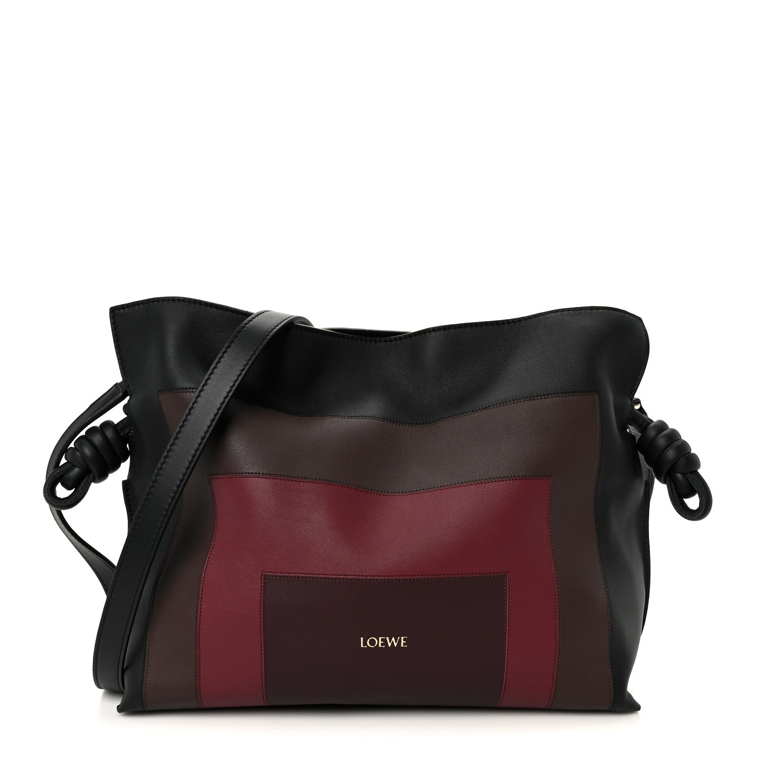 Loewe x Albers Nappa Calfskin Medium Flamenco Clutch Black Burgundy 1 of 11