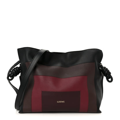 Loewe x Albers Nappa Calfskin Medium Flamenco Clutch Black Burgundy 1 of 11