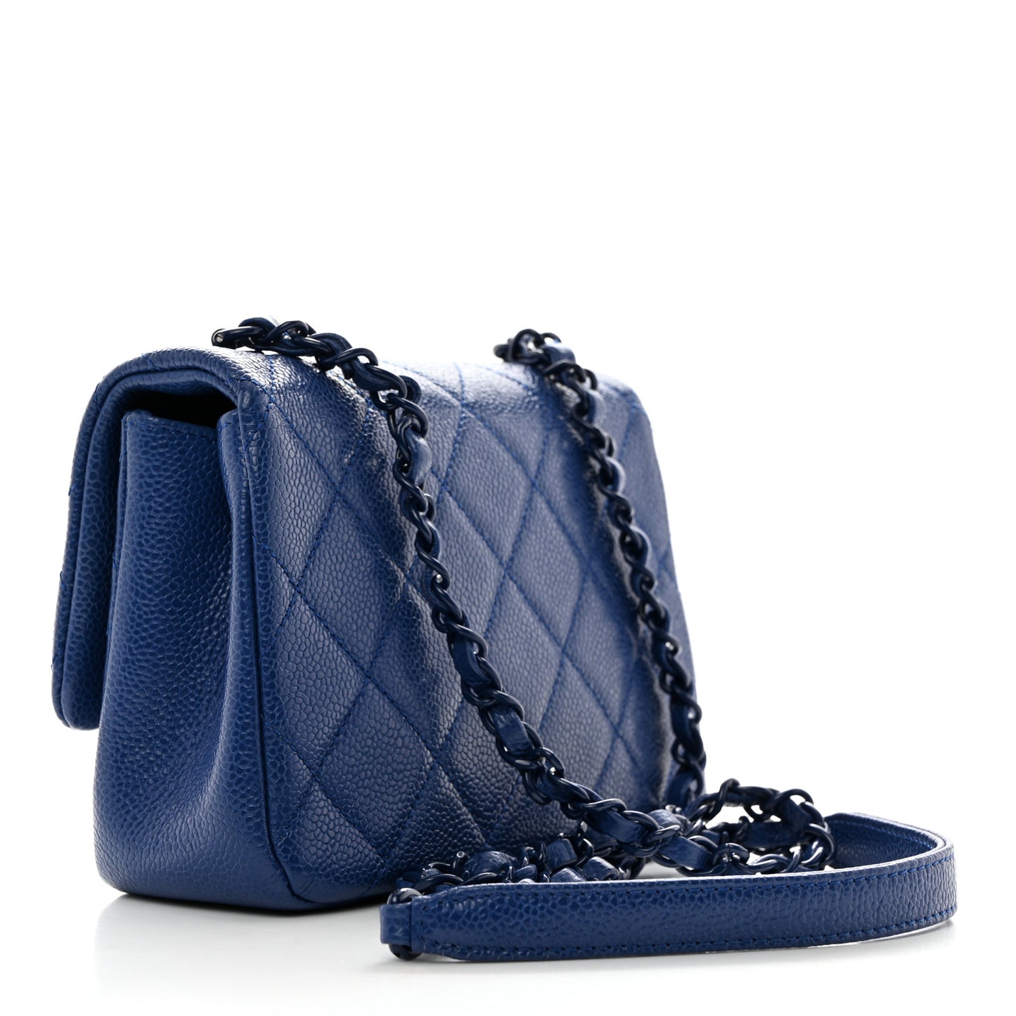 Caviar Quilted Incognito Mini Square Flap Dark Blue