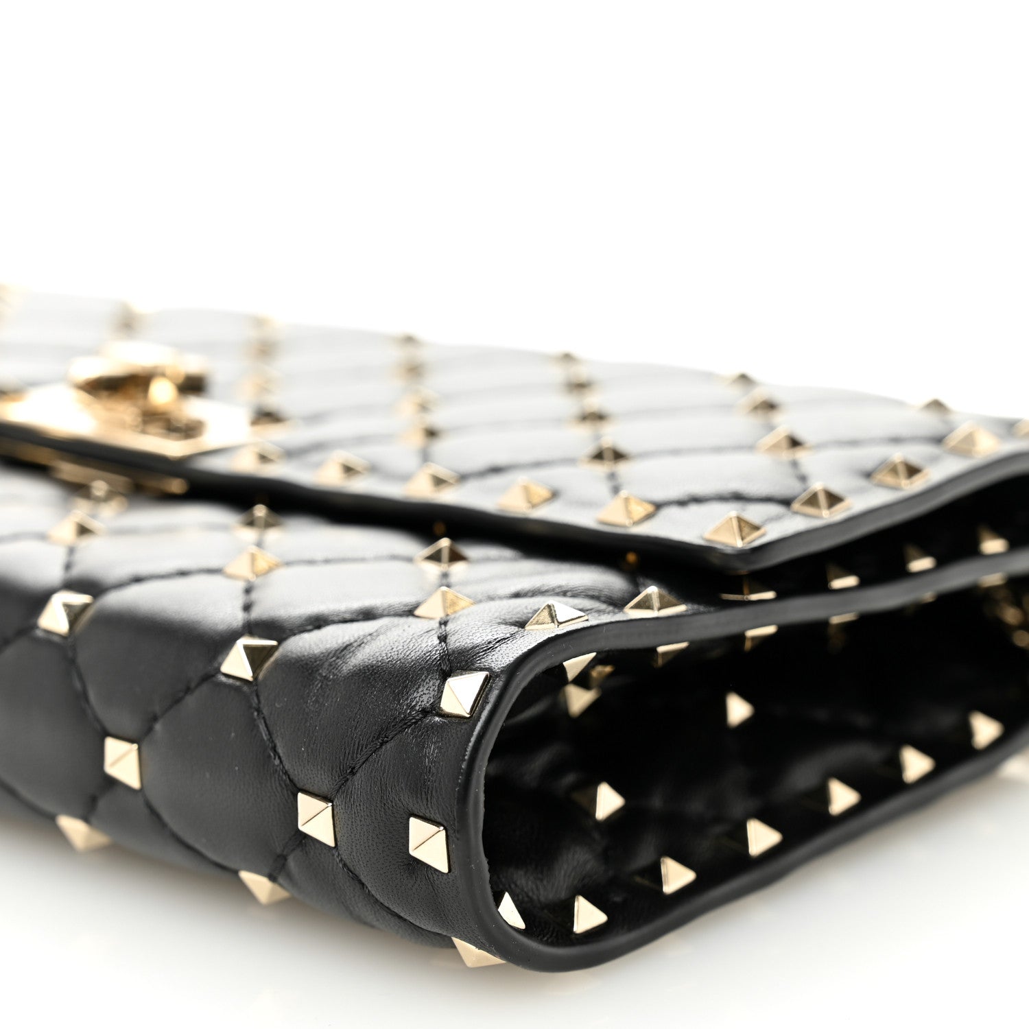 Valentino Garavani Nappa Rockstud Spike Wallet on Chain Black 9 of 10