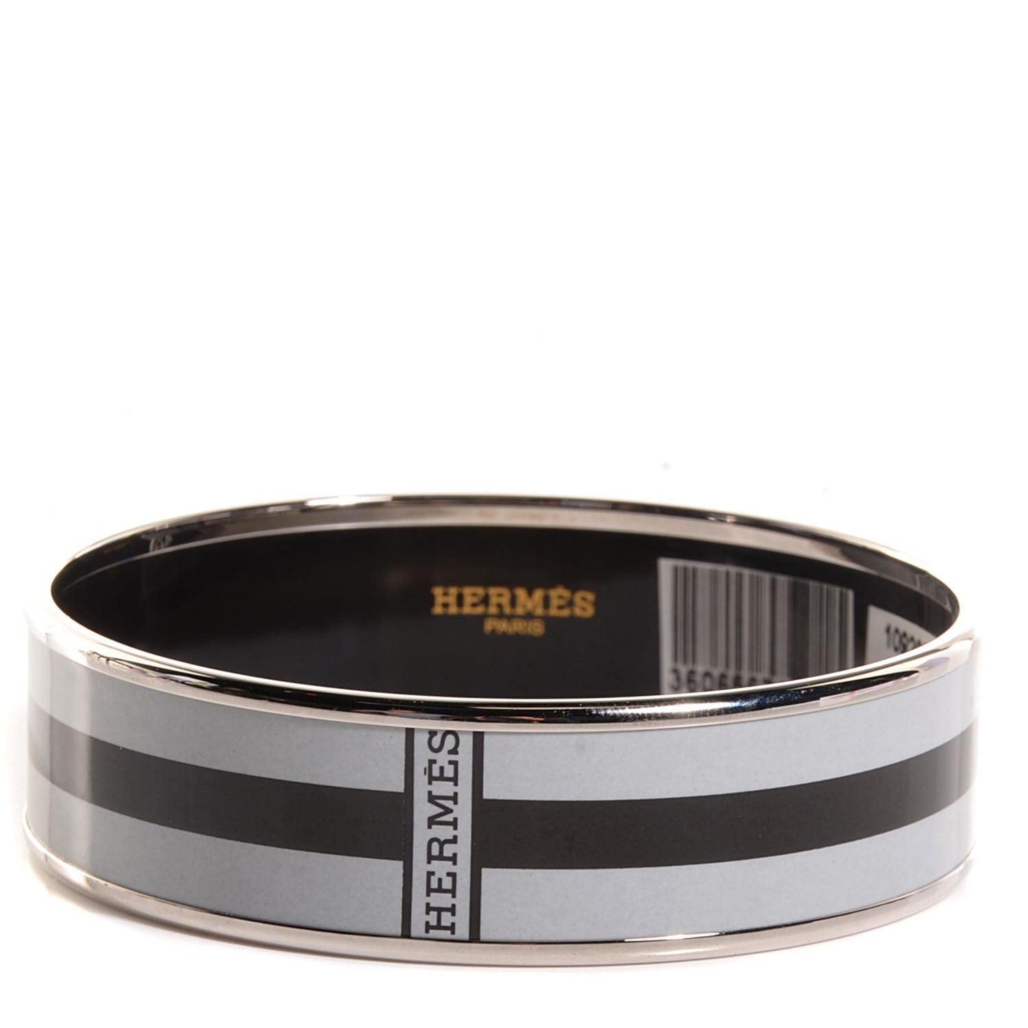 Hermes Enamel Wide Bangle Black Gray 6 of 11
