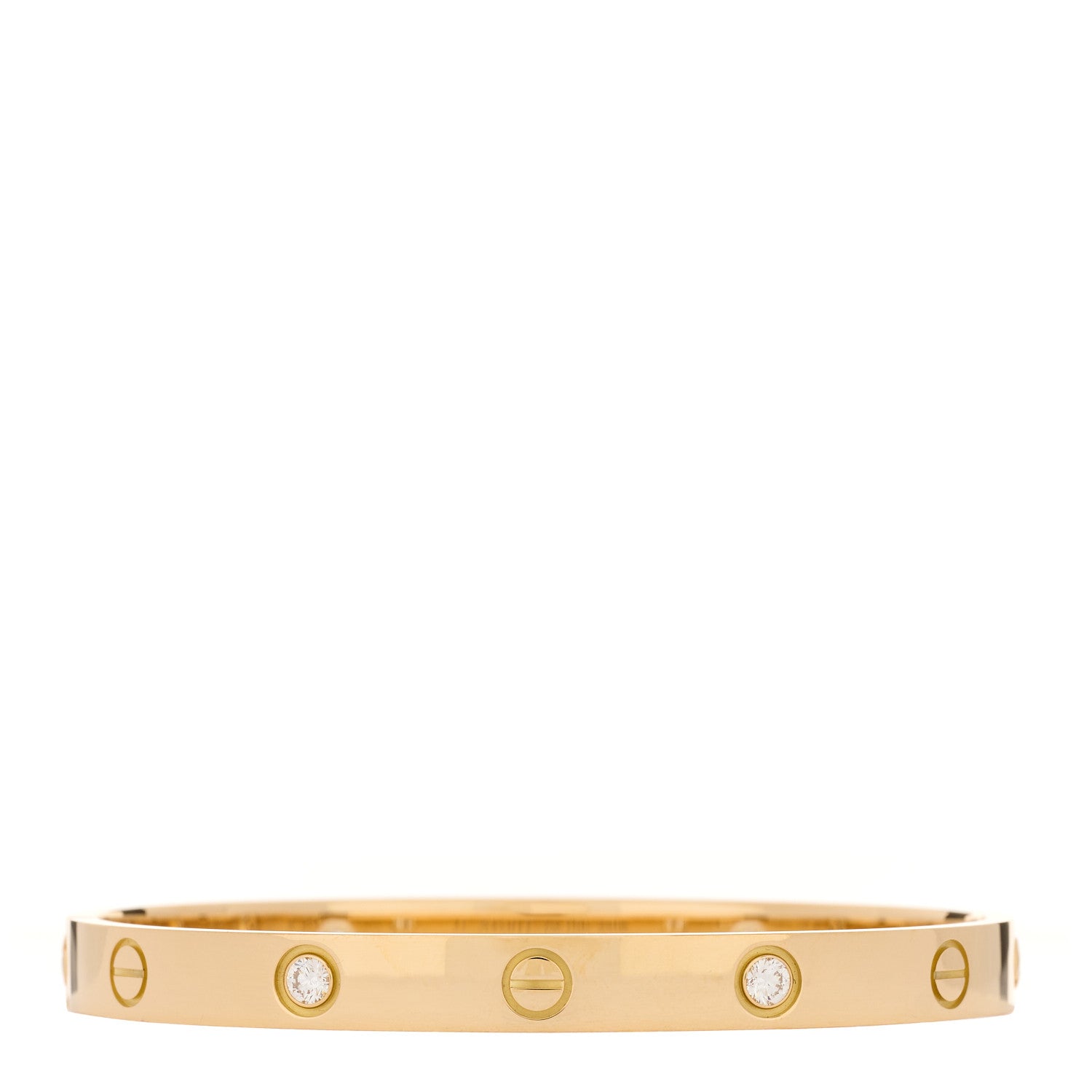Cartier 18K Yellow Gold 4 Diamond LOVE Bracelet 17 2 of 8