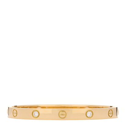 Cartier 18K Yellow Gold 4 Diamond LOVE Bracelet 17 2 of 8