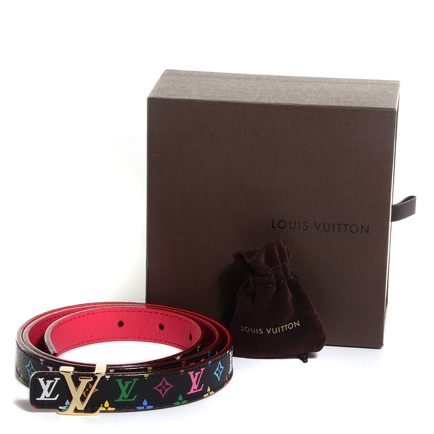 Monogram Multicolor LV Initiales Belt 80 32 Noir Grenade