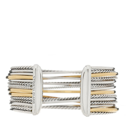 David Yurman Sterling Silver 18K Yellow Gold Wide Crossover Cuff Bracelet 2 of 3