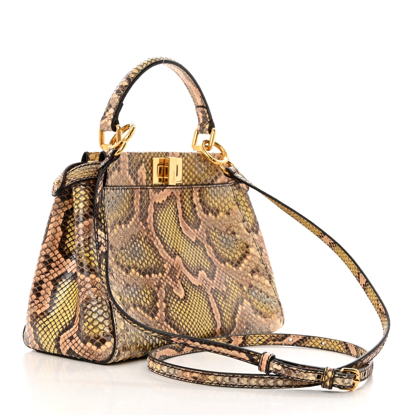 Snakeskin Mini Peekaboo Iconic Satchel Pink Green