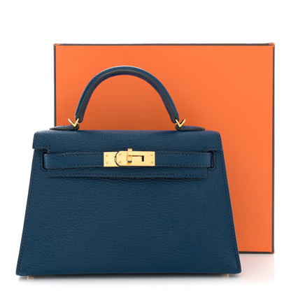 Hermes Chevre Mysore Mini Kelly Sellier 20 Bleu Saphir 14 of 14