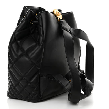 Versace Calfskin Quilted Medusa Tribute Drawstring Backpack Black 3 of 10