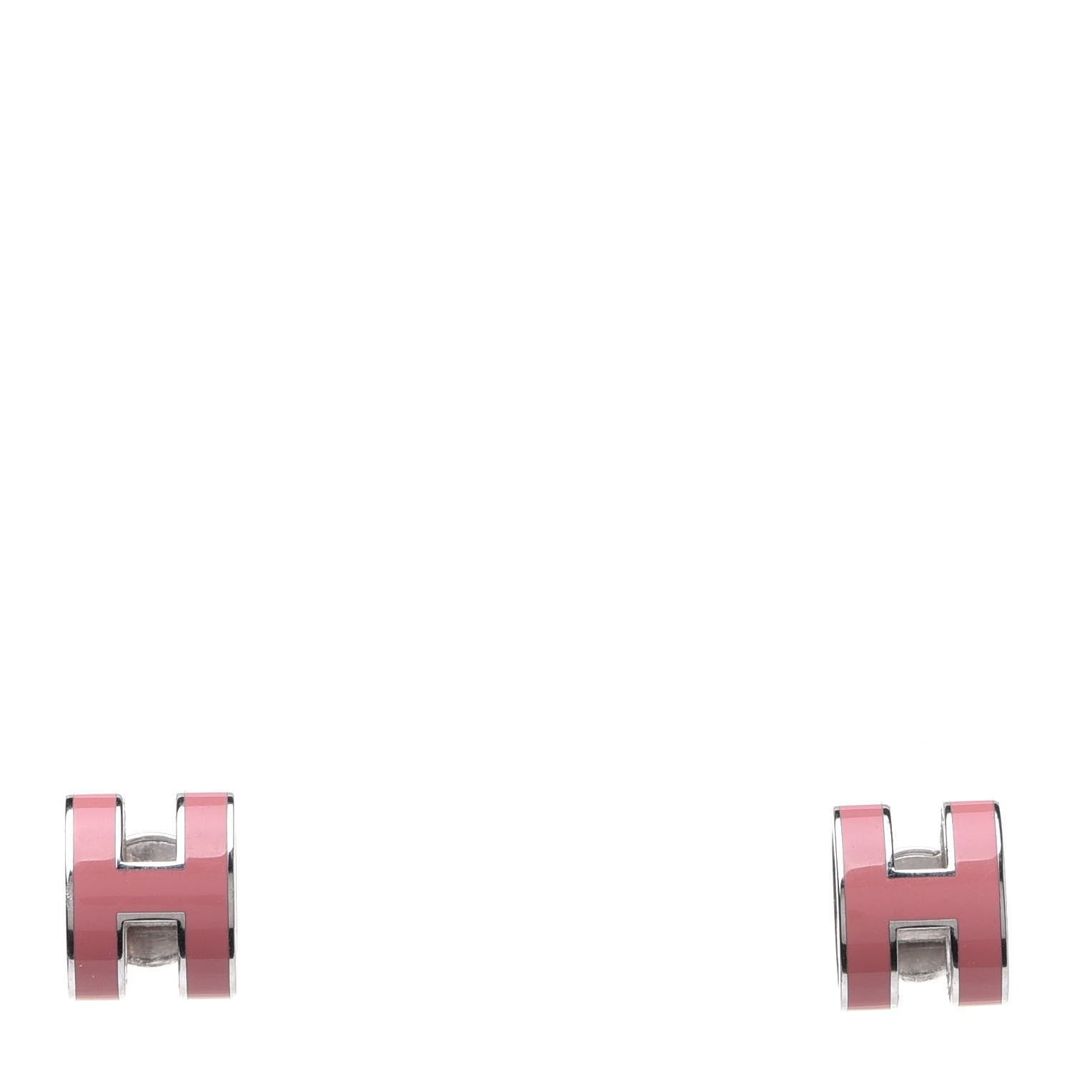 Hermes Palladium Lacquered Pop H Earrings Sugar Pink 1 of 6