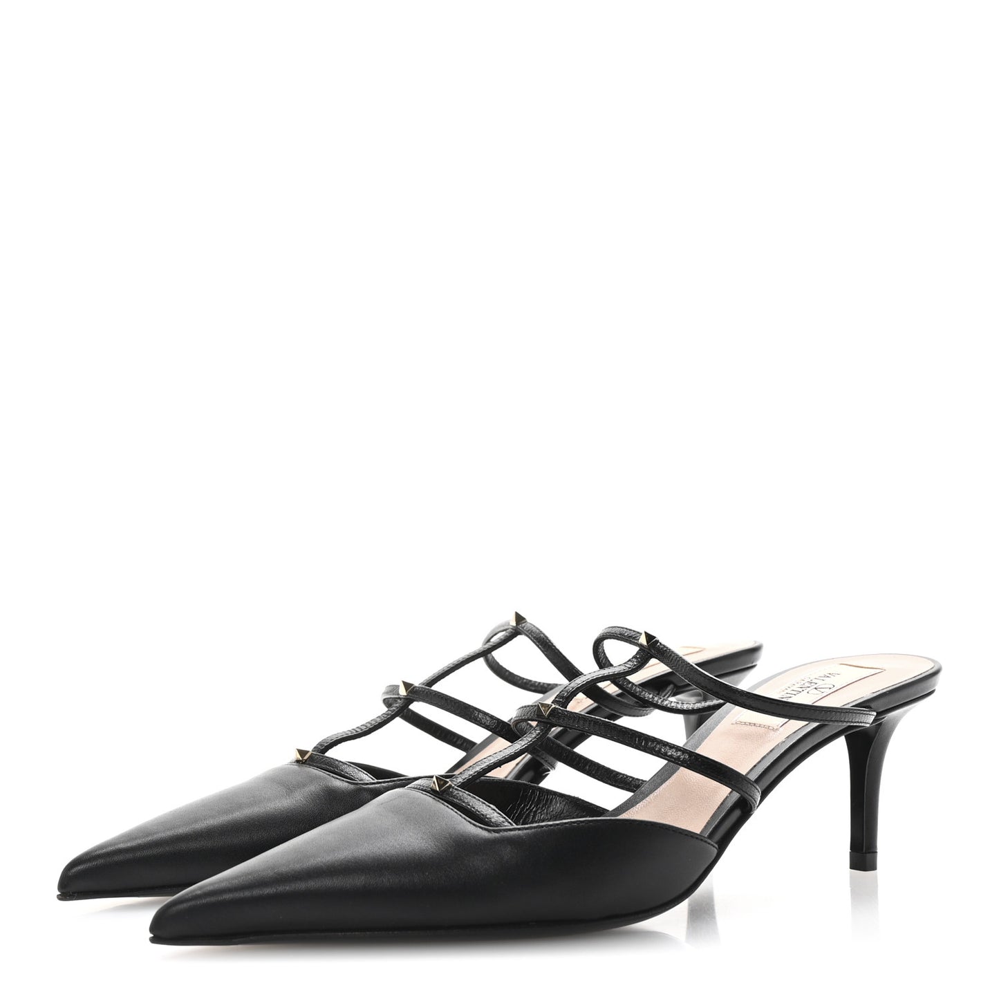 Calfskin Rockstud 60mm Wispy Mules 35 Black