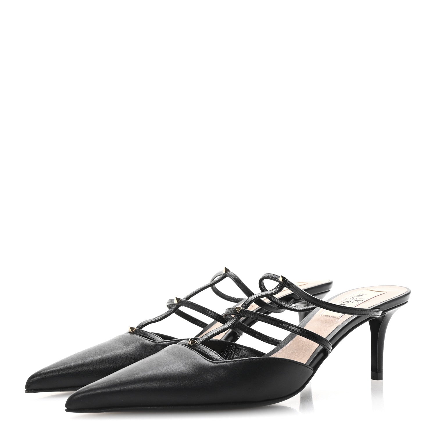 Valentino Garavani Calfskin Rockstud 60mm Wispy Mules 35 Black 4 of 9